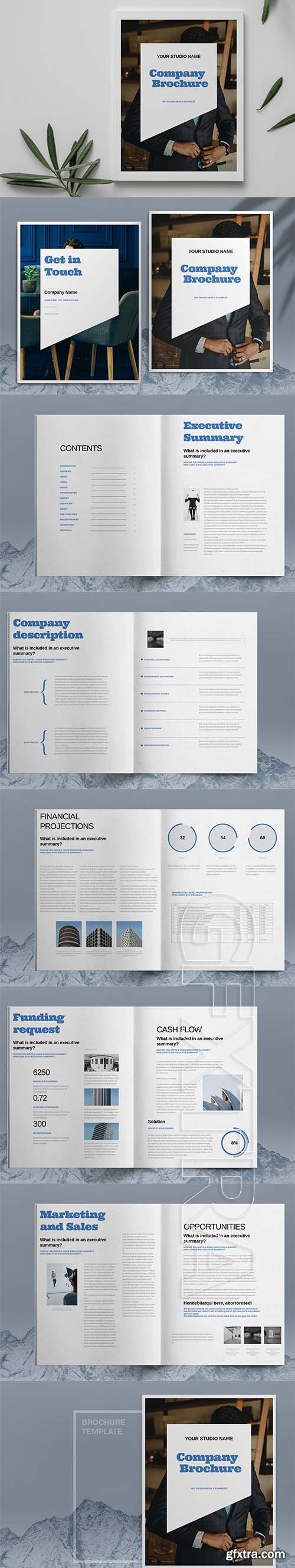 CreativeMarket - Blue Business Brochure Template 6083778