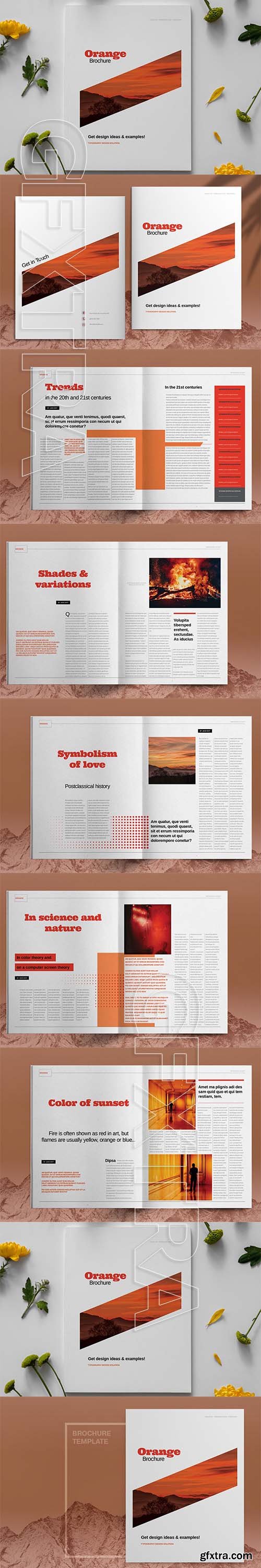 CreativeMarket - Orange Brochure Layout Template 6083796