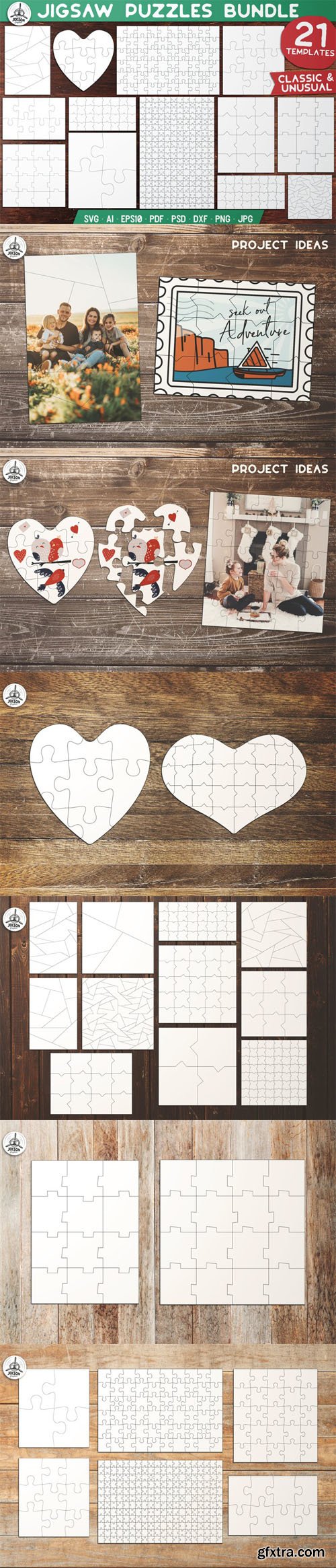 Jigsaw Puzzles Bundle - 21 Classic & Unusual Vector Templates