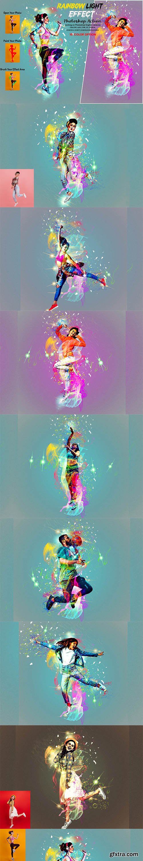 CreativeMarket - Rainbow Light Effect PS Action 5940257