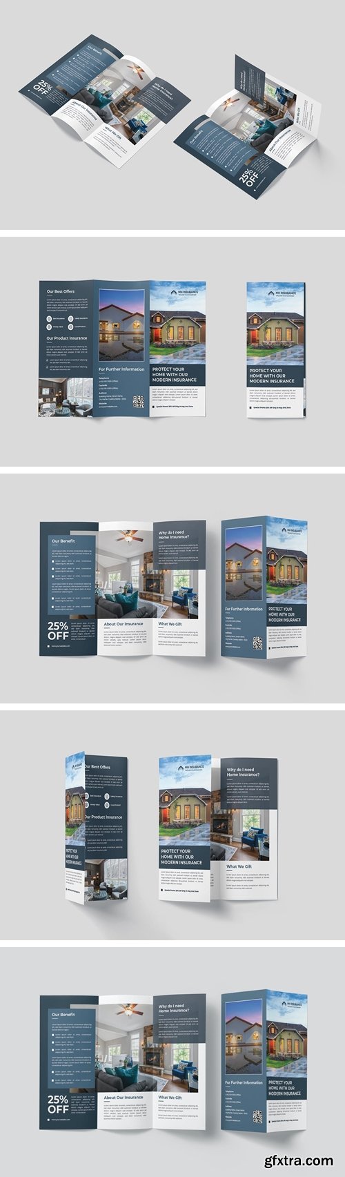 Minimal Modern Home Insurance Trifold Brochure