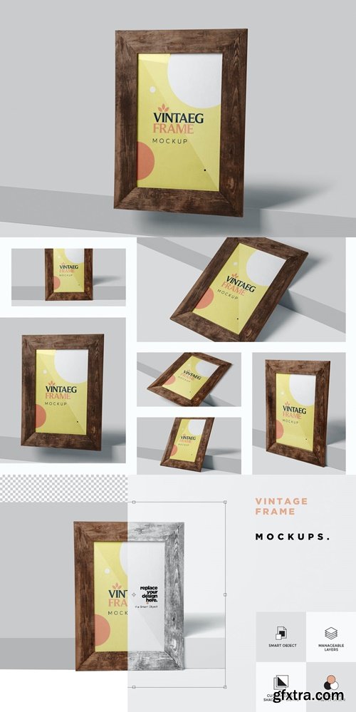 Wooden Portrait Frame Mockups