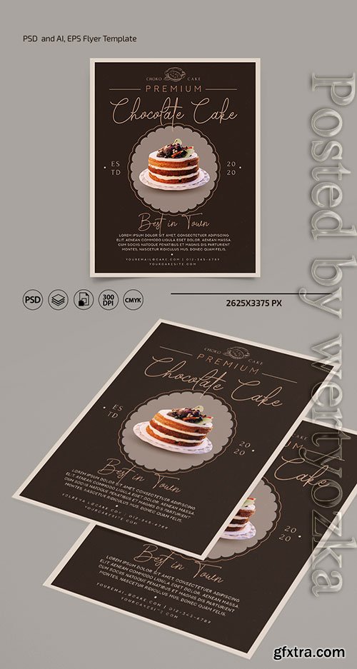 Cake flyer template in psd + ai