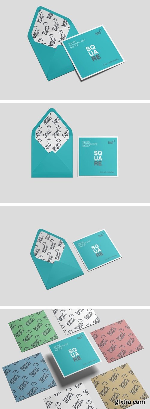 Square invitation and envelope mockup