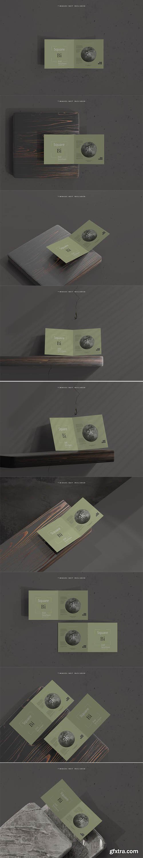 Square bi fold brochure mockup