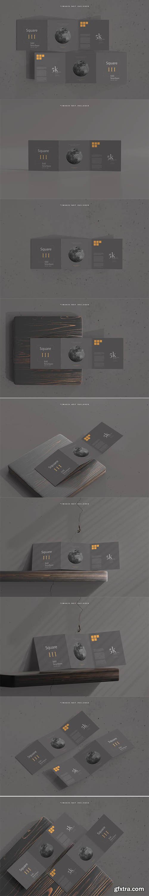 Square tri fold brochure mockup