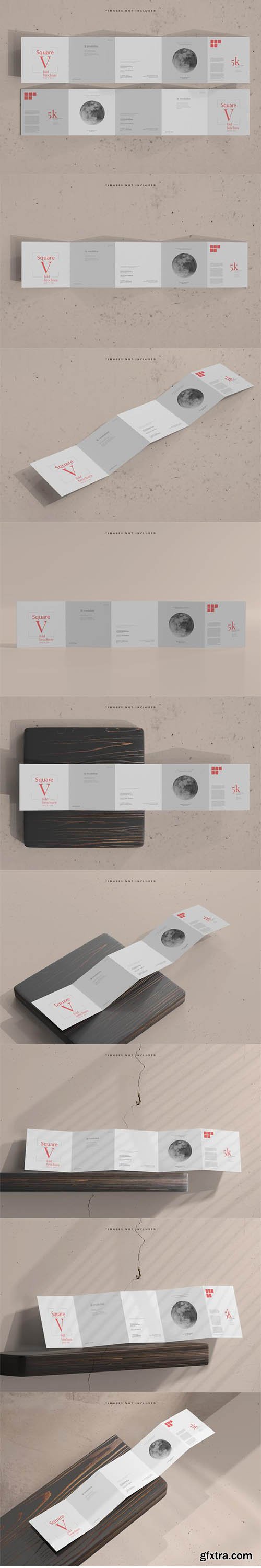 Square five fold brochure mockup