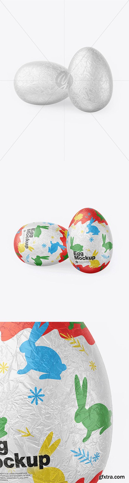 Two Eggs in Metallic Foil Mockup 78218