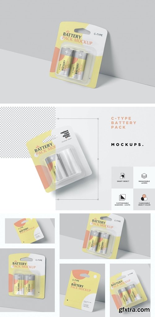 C Type Battery Packaging Mockups