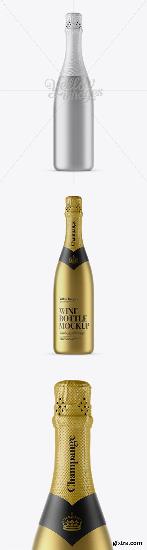 Matte Metallic Champagne Bottle with Textured Foil Mockup 78952