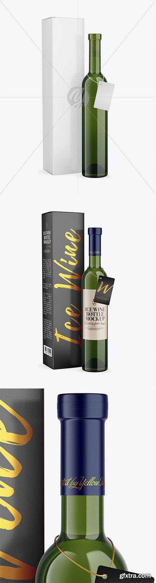 Green Glass White Wine Bottle With Box Mockup 79254