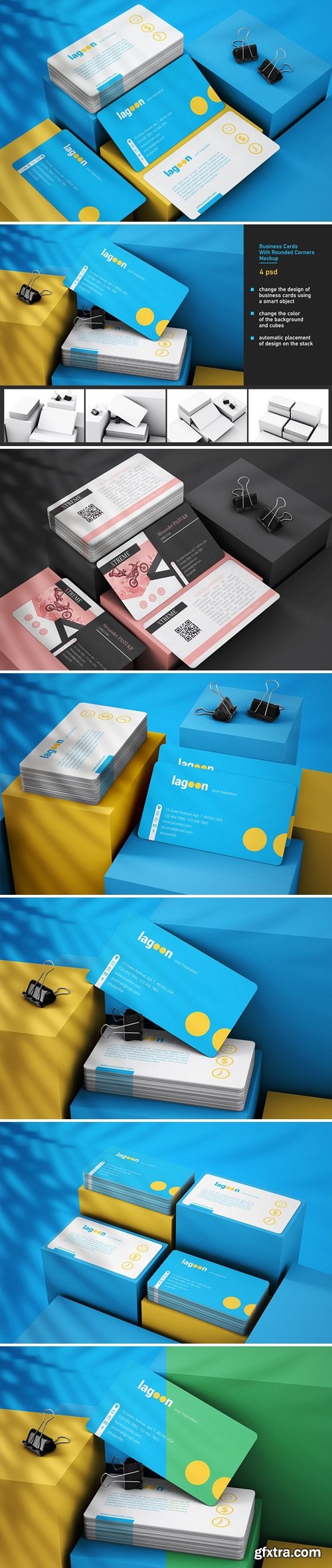 Business Cards With Rounded Corners Mockup