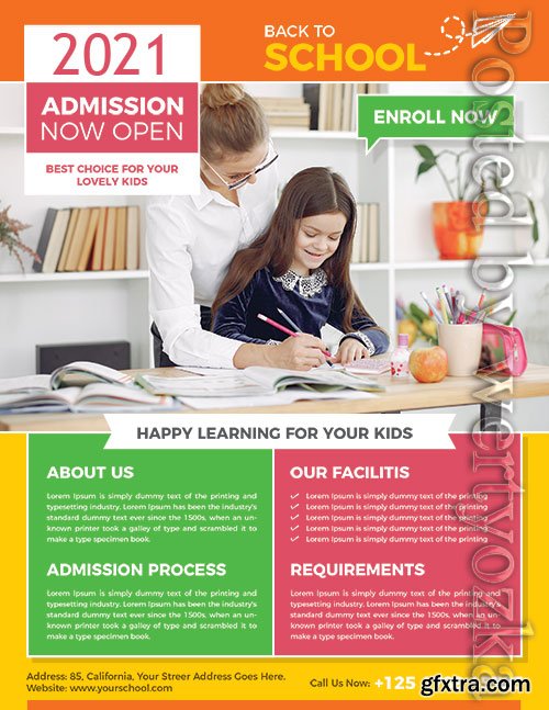 Admission Back To School PSD Flyer Design Template 