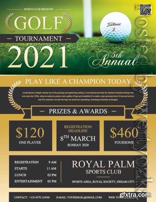 Modern Golf Tournament Flyer PSD Design Template