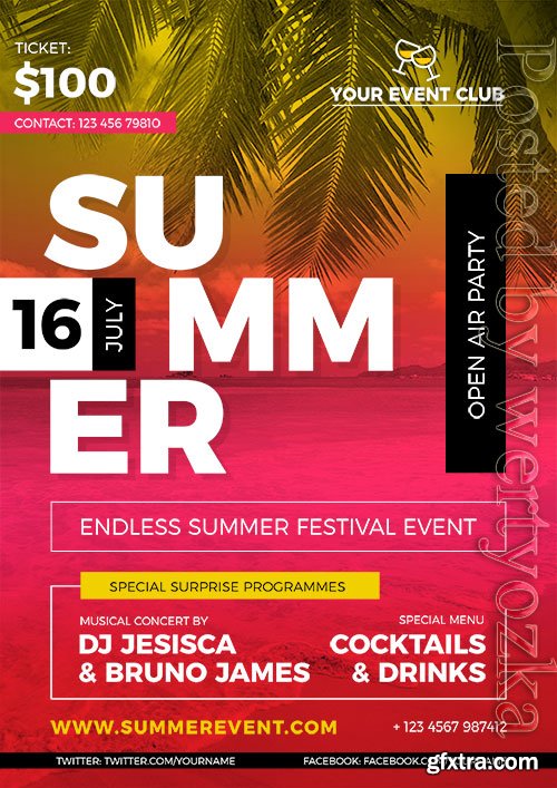 Summer Event Flyer PSD Design Template