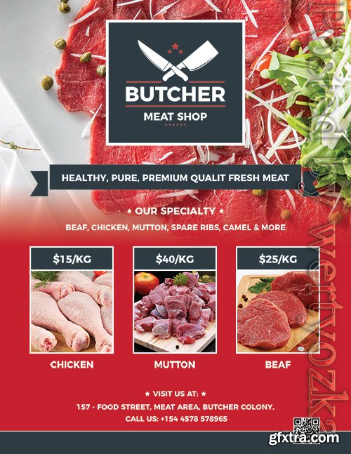 Butcher Shop Flyer PSD Design Template