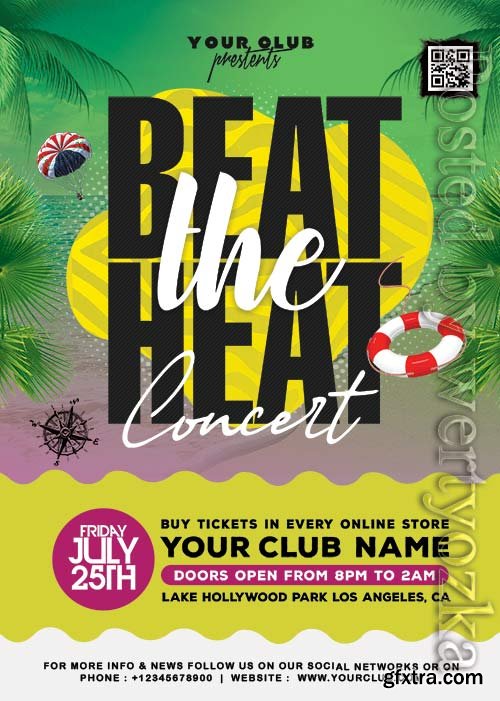 Beat the Heat Summer Music Event Flyer PSD