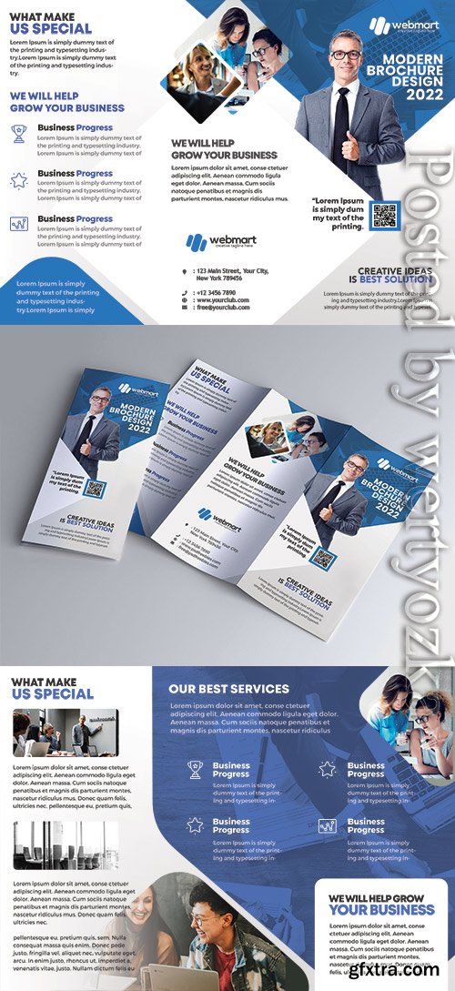 Business Marketing Tri-Fold Brochure Design PSD