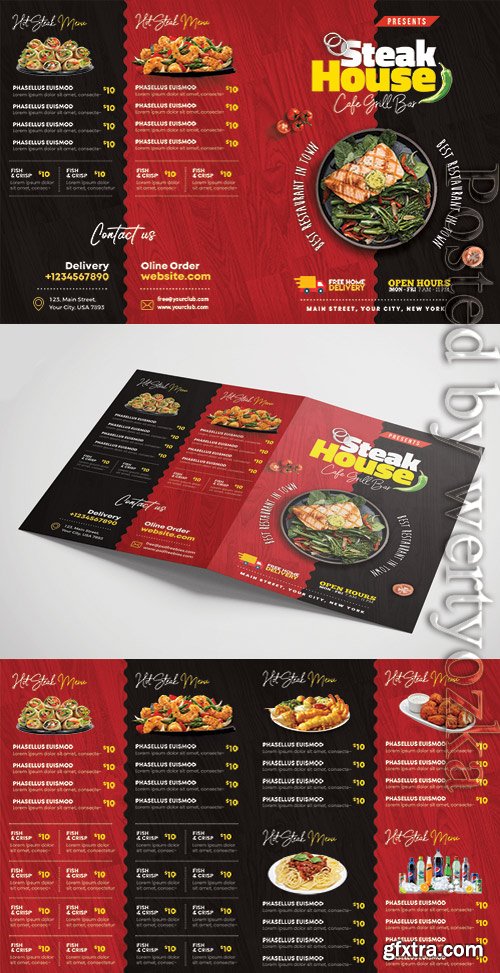 Bi Fold Square Food Menu Brochure PSD