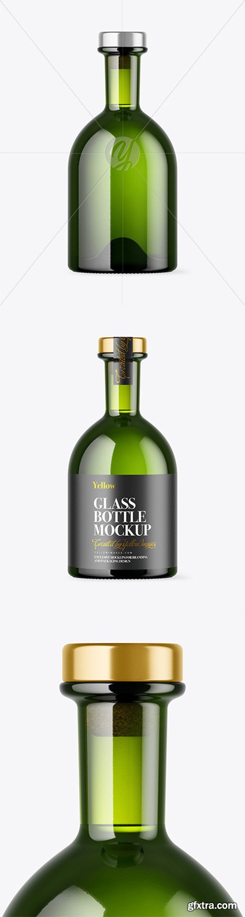 Green Glass Bottle with Wooden Cap Mockup 79679