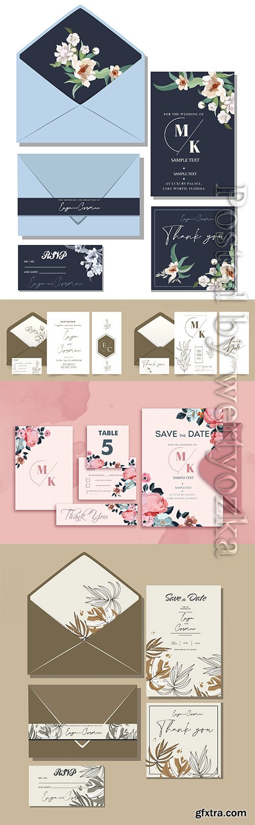 Wedding elegant invitation cards in vector