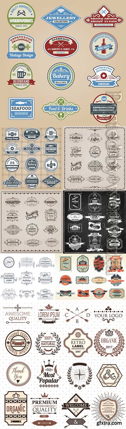 Original retro labels emblems collection