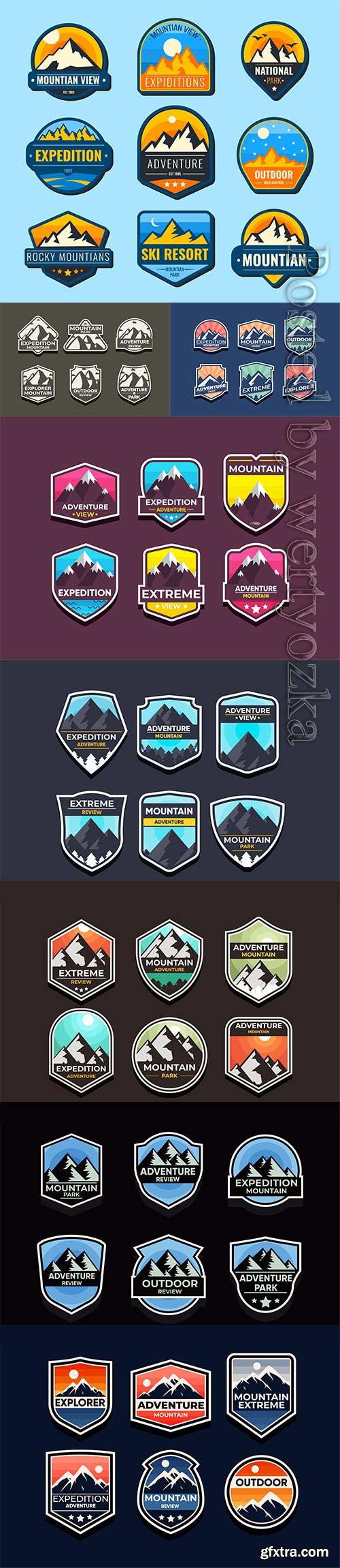 Explore mountain advanture symbol vector set