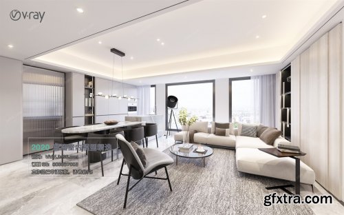 Modern style Livingroom Vray 06