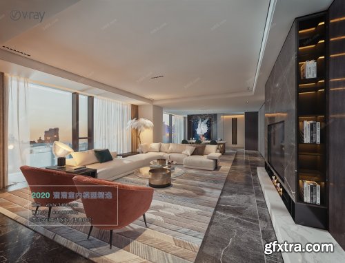 Modern style Livingroom Vray 16