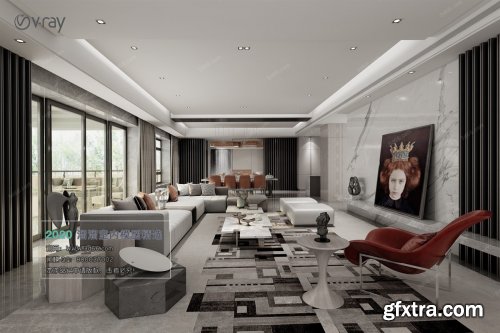 Modern style Livingroom Vray 24