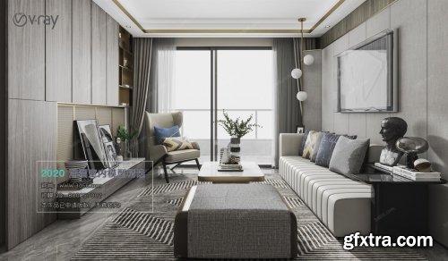 Modern style Livingroom Vray 27