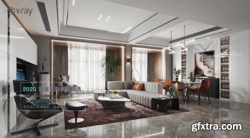 Modern style Livingroom Vray 29