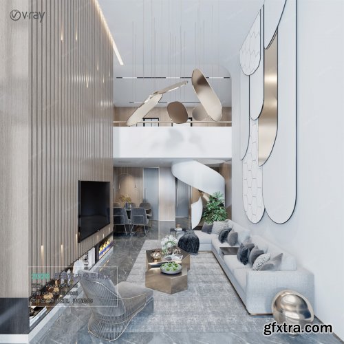 Modern style Livingroom Vray 31