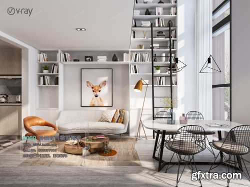 Modern style Livingroom Vray 39