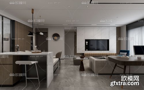 Modern living room dining room 3d model 871962 