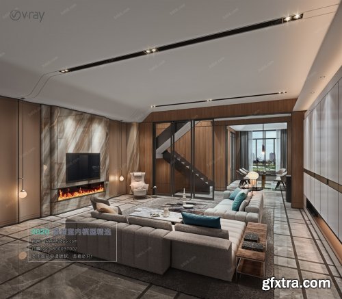 Modern style Livingroom Vray 41