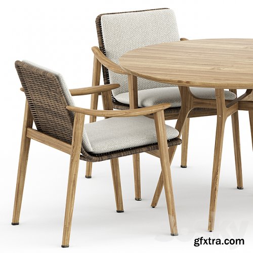 Fynn Outdoor chair by Minotti and Ren Dining table C1100 by Stellarworks