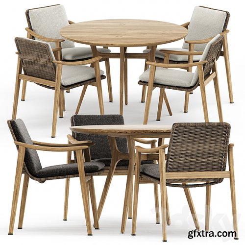 Fynn Outdoor chair by Minotti and Ren Dining table C1100 by Stellarworks