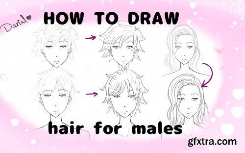  How to draw anime hair for Males/ boys