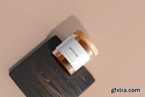 Glass cosmetic jar mockup