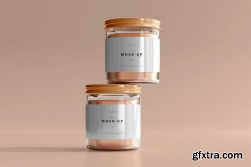 Glass cosmetic jar mockup