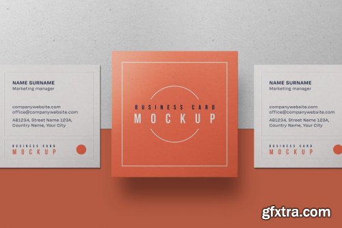 Square Business Card Mockup Set