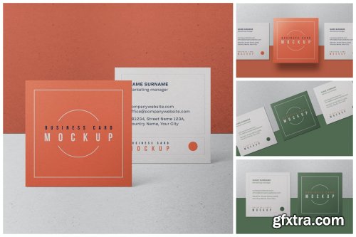 Square Business Card Mockup Set