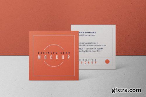 Square Business Card Mockup Set