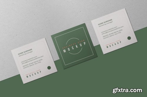 Square Business Card Mockup Set