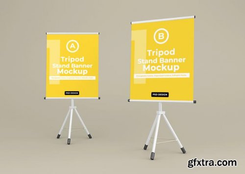 Tripod banner stand mockup