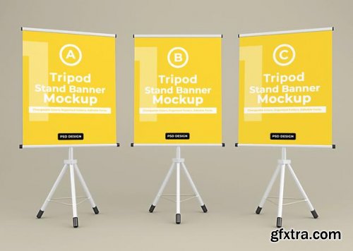 Tripod banner stand mockup