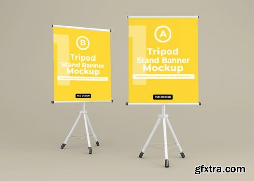 Tripod banner stand mockup