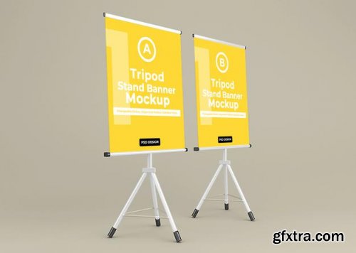 Tripod banner stand mockup