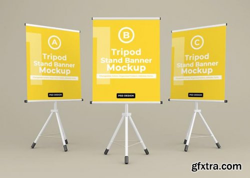 Tripod banner stand mockup